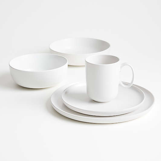 Wren Matte White Low Bowls, Set of 8