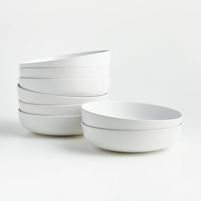 View Wren Matte White Low Bowls, Set of 8 details
