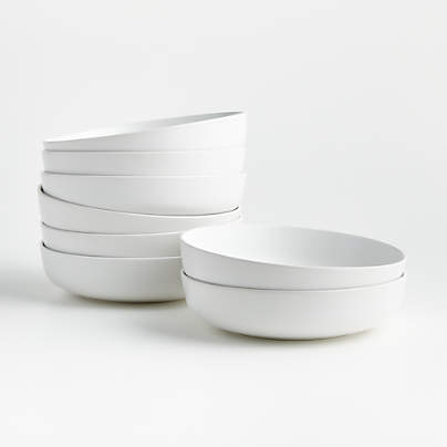 Wren Matte White Low Bowls, Set of 8