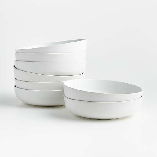 Wren Matte White Low Bowls, Set of 8