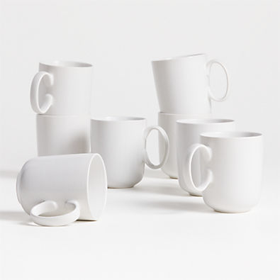 View Wren 14-oz. Matte White Mugs, Set of 8 details