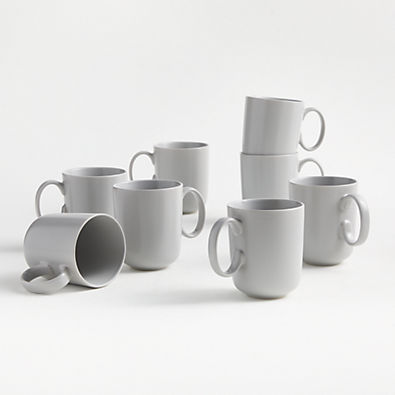 View Wren 14-oz. Matte Light Grey Mugs, Set of 8 details