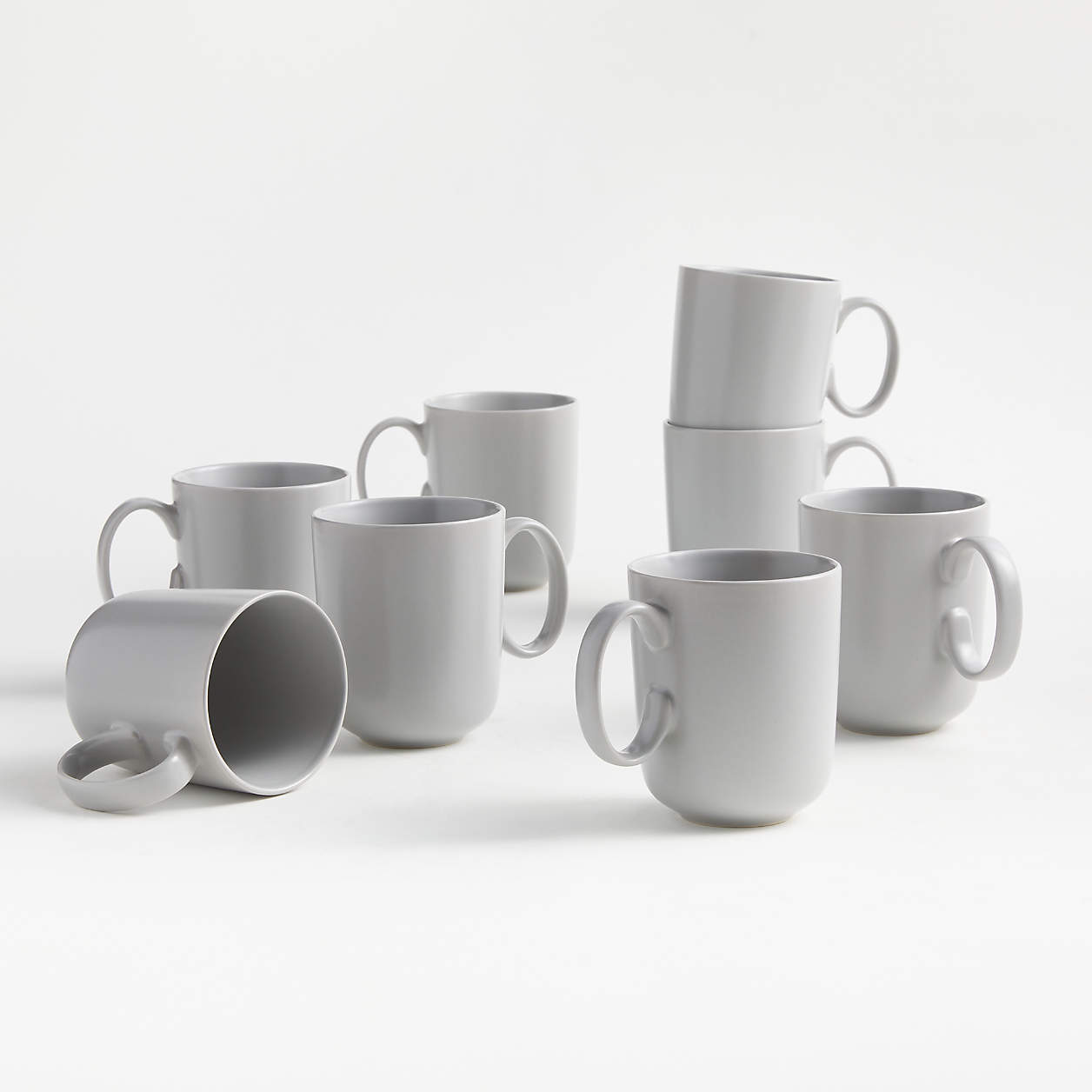 Wren Matte Light Grey Mugs, Set of 8 + Reviews Crate & Barrel