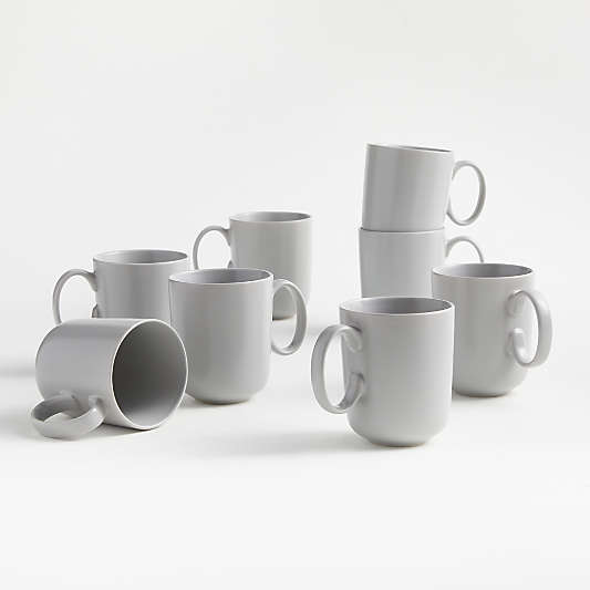 Wren 14-oz. Matte Light Grey Mugs, Set of 8