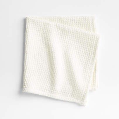 Ivory White Cotton Waffle Knit Dish Towel