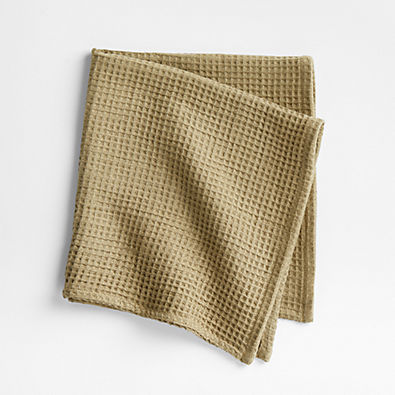 View Wren Garden Green Waffle Weave Organic Cotton Napkin details
