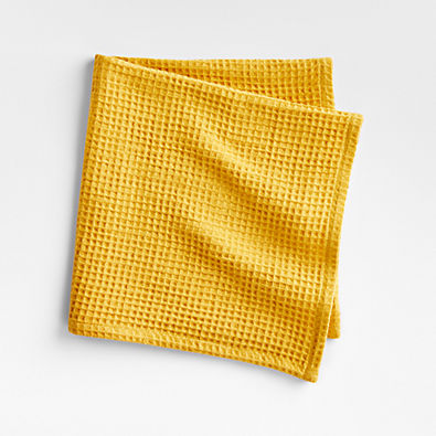 View Wren Saffron Yellow Waffle Weave Organic Cotton Napkin details