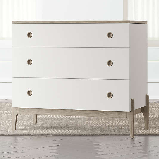 Kids Wrightwood Grey Stain and White 3-Drawer Dresser