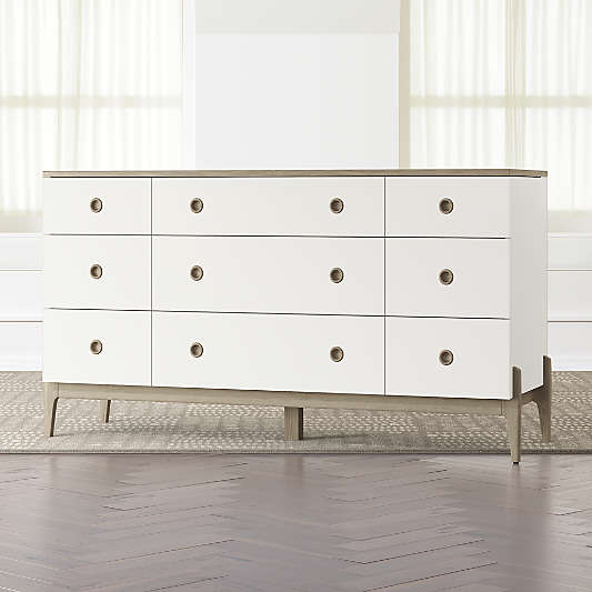 Kids Wrightwood Grey Stain and White 9-Drawer Dresser