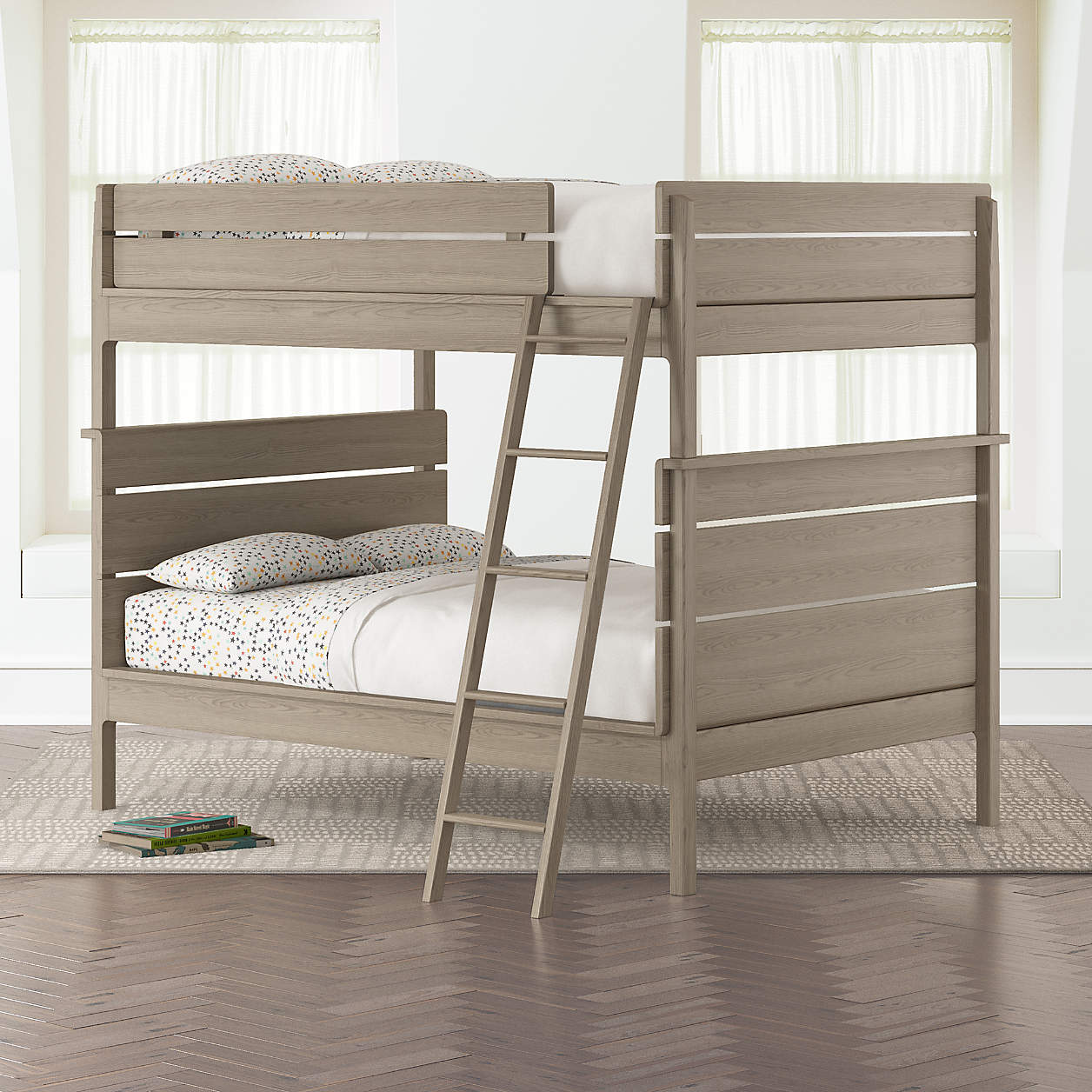 Kids Grey Full Over Full Bunk Bed + Reviews Crate and Barrel