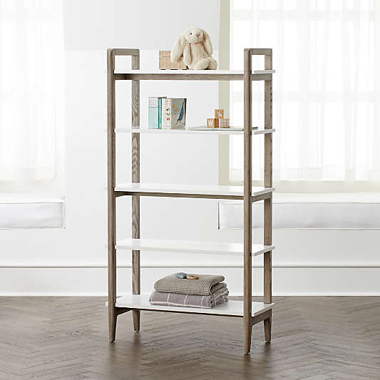 Wrightwood Tall Grey Stain and White Bookcase