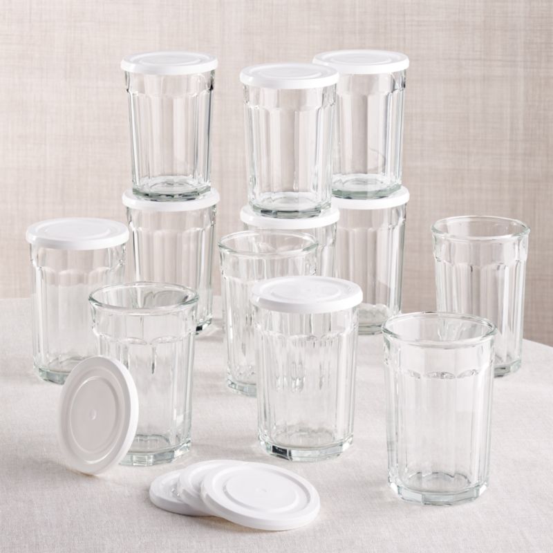 Working Drinking Glasses with Lids - Set of 4 - 21 oz.