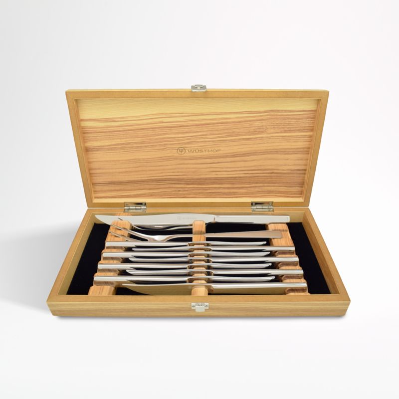 Wusthof ® Mignon Stainless Olivewood 10-Piece Steak and Carving Set