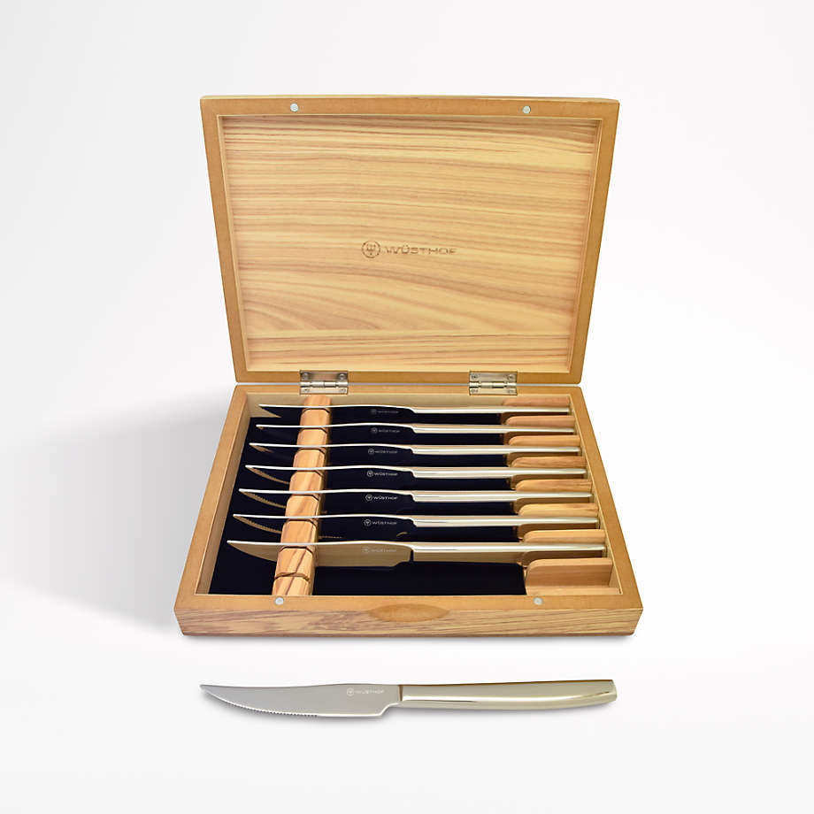 Wüsthof Mignon Stainless Olivewood 8-Piece Steak Knife Set | Crate & Barrel