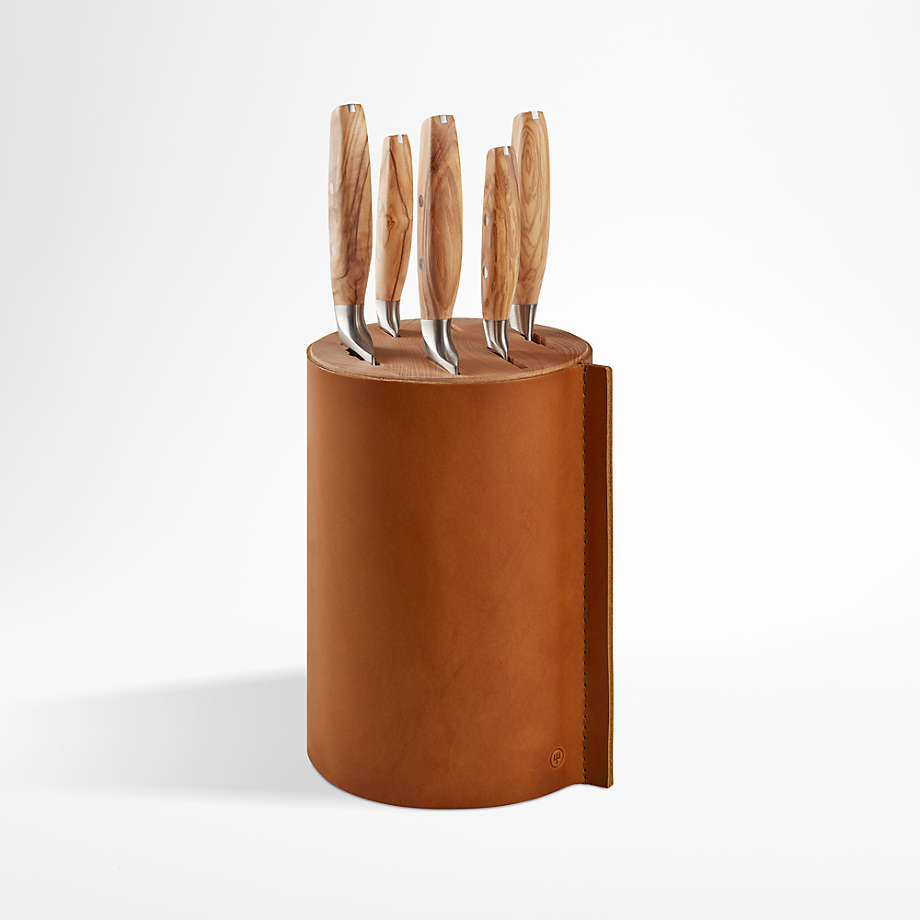 Copper Knife Set with Self-Sharpening Block