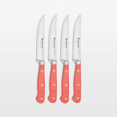 Knives in block CLASSIC COLOUR, set of 8, coral peach, Wüsthof 