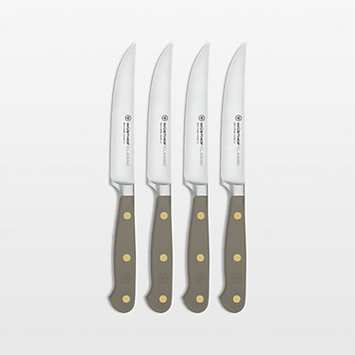 View Wusthof Classic Color Velvet Oyster 4.5" Steak Knives, Set of 4 details