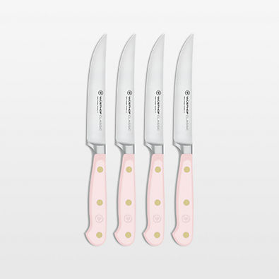 View Wusthof Classic Color Pink Himalayan Salt 4.5" Steak Knives, Set of 4 details