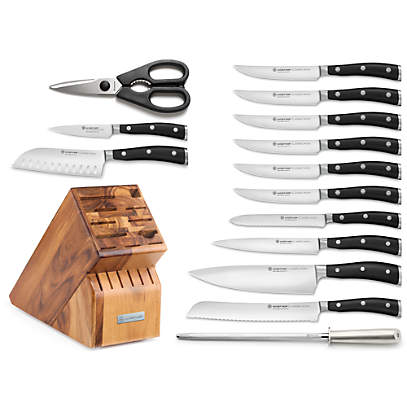 Riveted Acacia Knife Block Set 15-piece in Blush and Gold - AliExpress