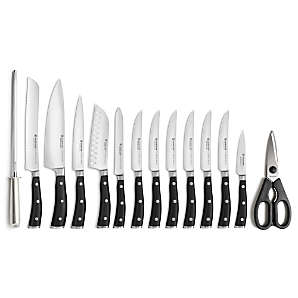  White and Gold Knife Set with Block- 6 PC White and