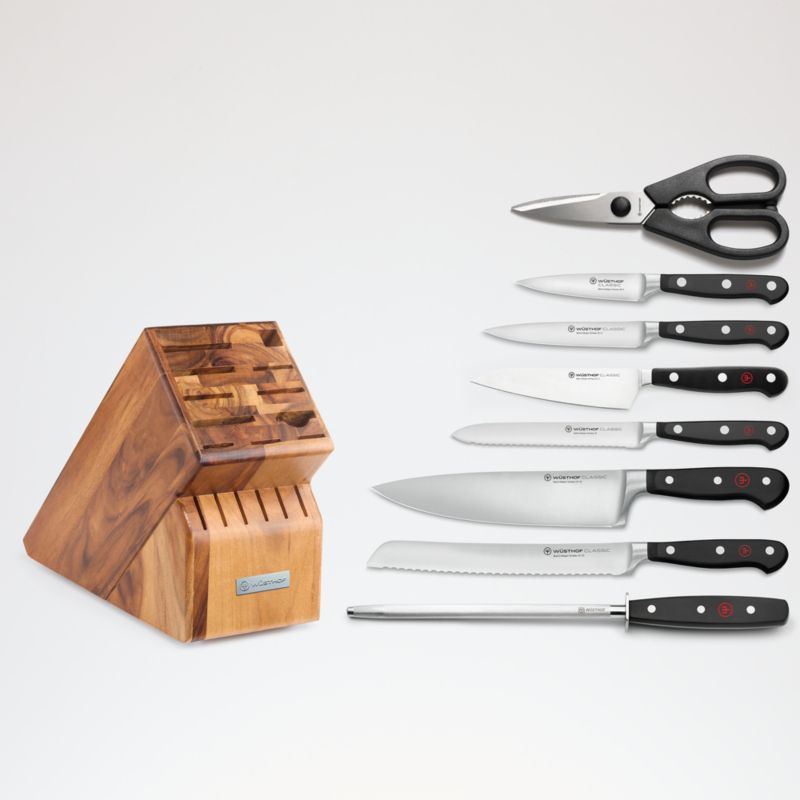 Wusthof ® Classic 9-Piece Acacia Wood Knife Block Set