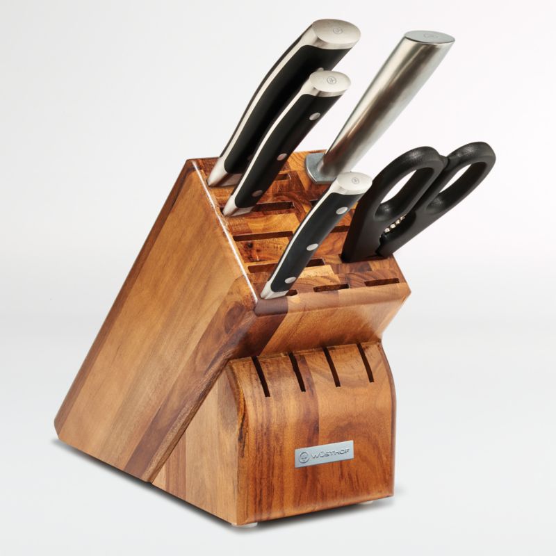 Cuisinart 7-piece Acacia Knife Block Set Built-In Sharpener Ergonomic Handle