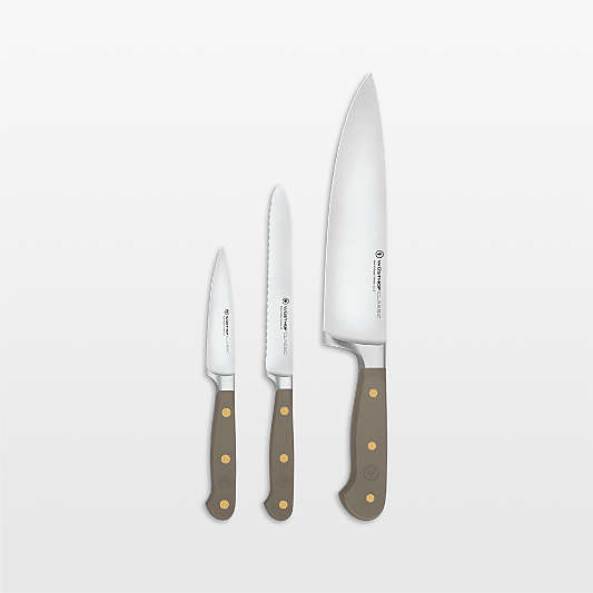 Wusthof ® Classic Velvet Oyster 3-Piece Chef's, Utility, Paring Knife Set