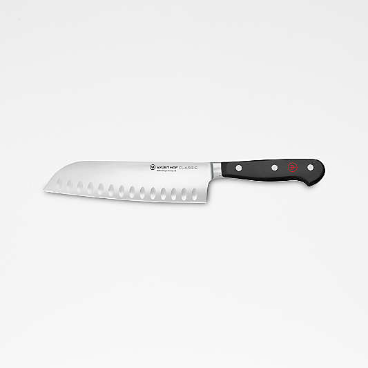 Wusthof ® Classic Black 7" Hollow Edge Santoku Knife