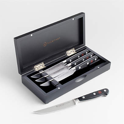 Hudson Essentials Steak Knife Set of 6 - Serrated German Steel Blade a