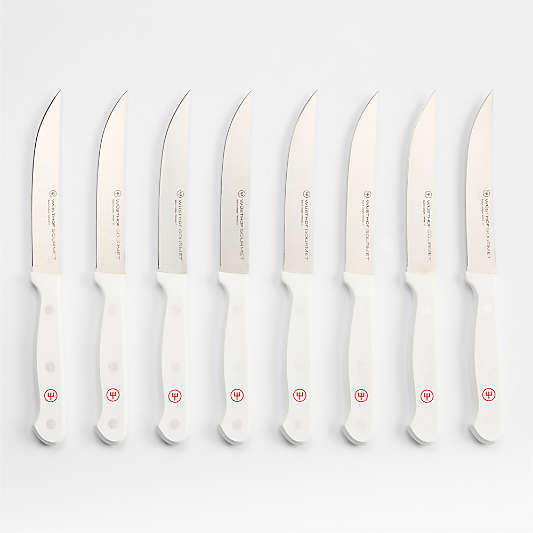 Wusthof ® Gourmet White Steak Knives with Tray, Set of 9
