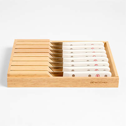 Wusthof ® Gourmet White Steak Knives with Tray, Set of 9