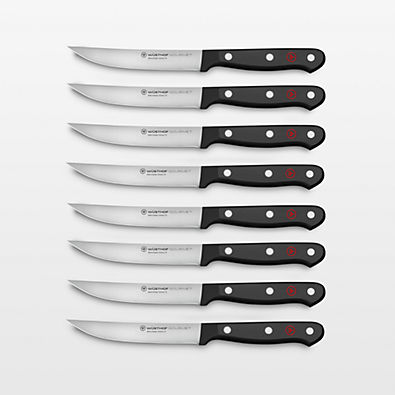 View Wusthof ® Gourmet Black Steak Knives, Set of 8 details