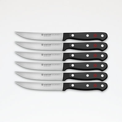 View Wusthof ® Gourmet Black Steak Knives, Set of 6 details