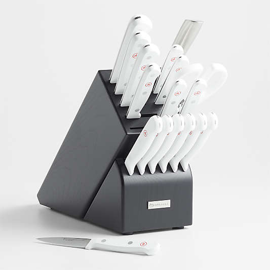 Wusthof ® Gourmet White 18-Piece Knife Set with Black Block