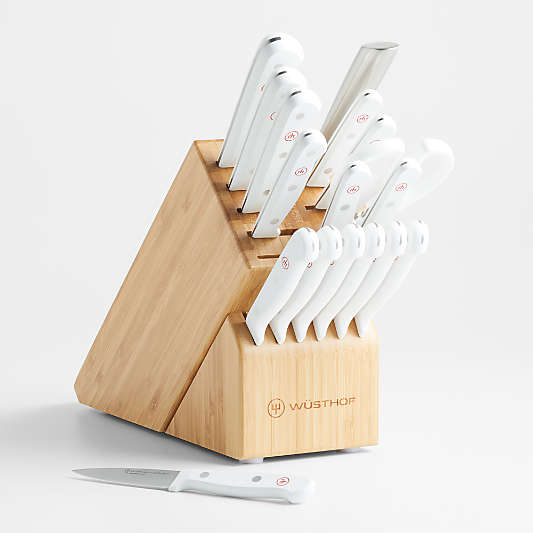 Wusthof ® Gourmet White 18-Piece Knife Set with Bamboo Block