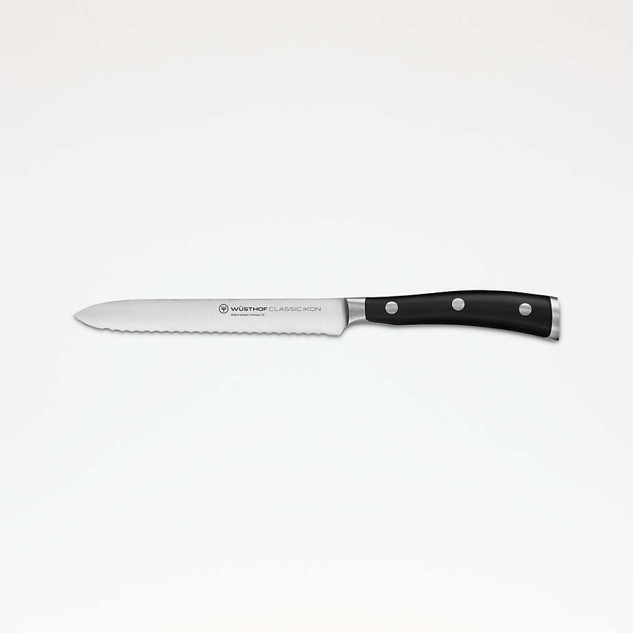 Wüsthof Classic Ikon 5" Serrated Utility Knife + Reviews | Crate & Barrel