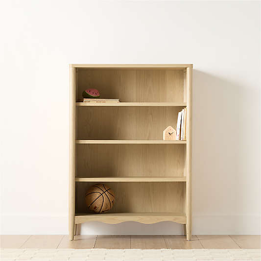 Waveland 38" Natural Oak Wood 4- Shelf Tall Kids Bookcase