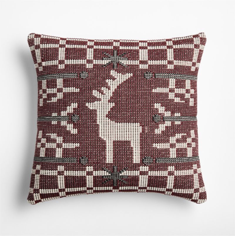 Woven Reindeer 20"x20" Garnet Red Throw Pillow Cover - image 2 of 5