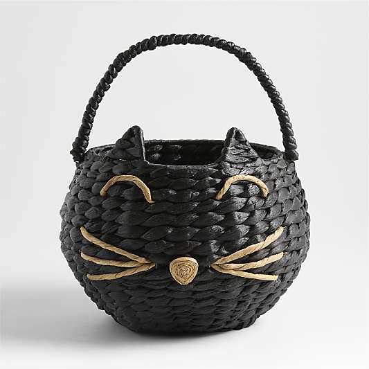 Black Cat Halloween Trick-or-Treat Kids Basket