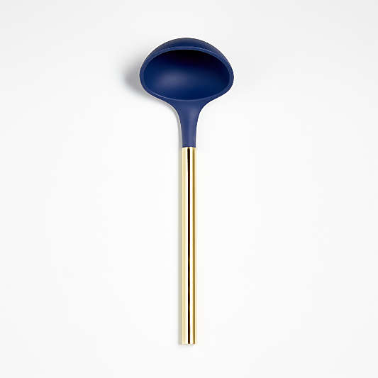 Wyn Blue Silicone Ladle with Brass Handle