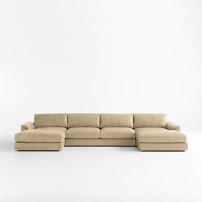 Wythe 3-Piece U-Shaped Leather Sectional Sofa with Double Chaise Lounge