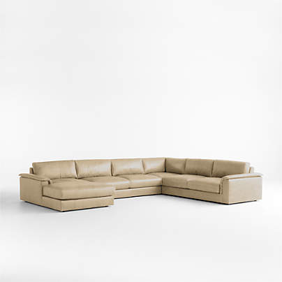 Wythe 4-Piece L-Shaped Leather Sectional Sofa with Chaise Lounge