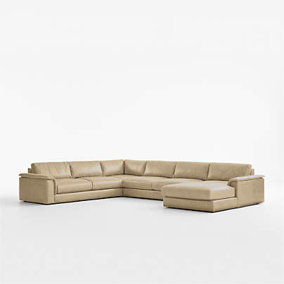 Wythe 4-Piece L-Shaped Leather Sectional Sofa with Chaise Lounge