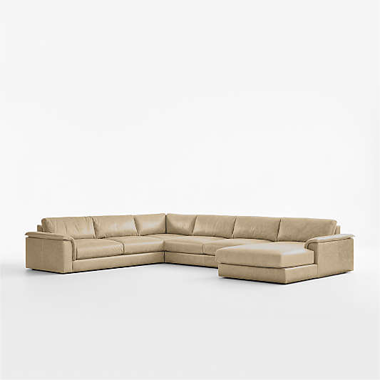 Wythe 4-Piece L-Shaped Leather Sectional Sofa with Chaise Lounge