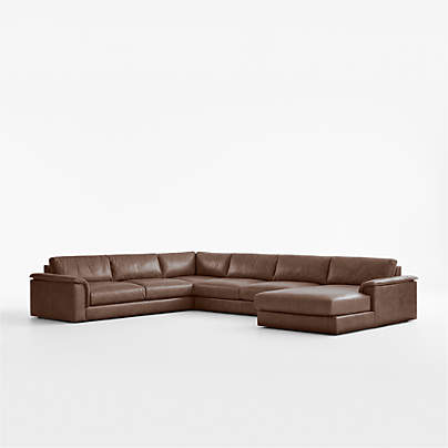 Wythe 4-Piece L-Shaped Leather Sectional Sofa with Chaise Lounge