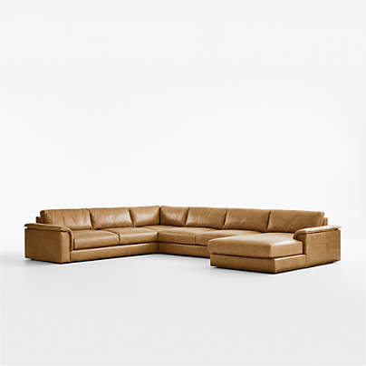 Wythe 4-Piece L-Shaped Leather Sectional Sofa with Chaise Lounge