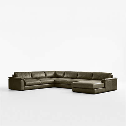 Wythe 4-Piece L-Shaped Leather Sectional Sofa with Chaise Lounge