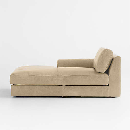 Wythe Leather Left-Arm Chaise Lounge Sectional Piece