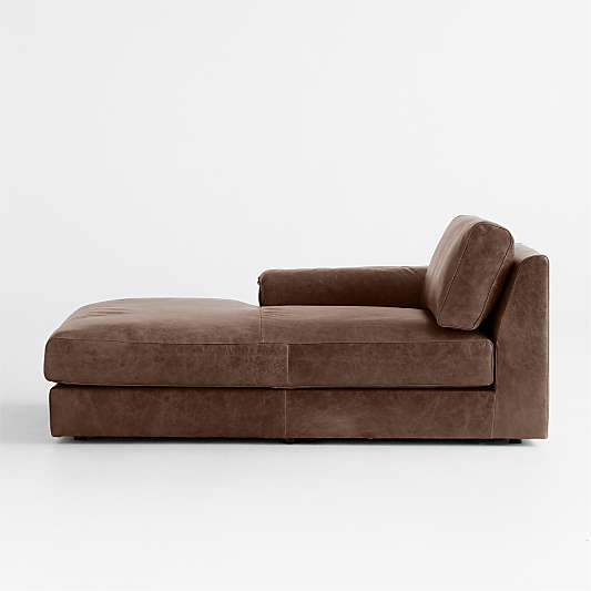 Wythe Leather Left-Arm Chaise Lounge Sectional Piece