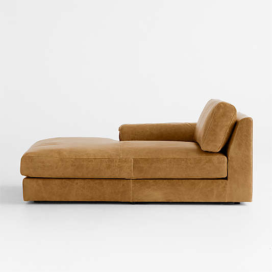Wythe Leather Left-Arm Chaise Lounge Sectional Piece